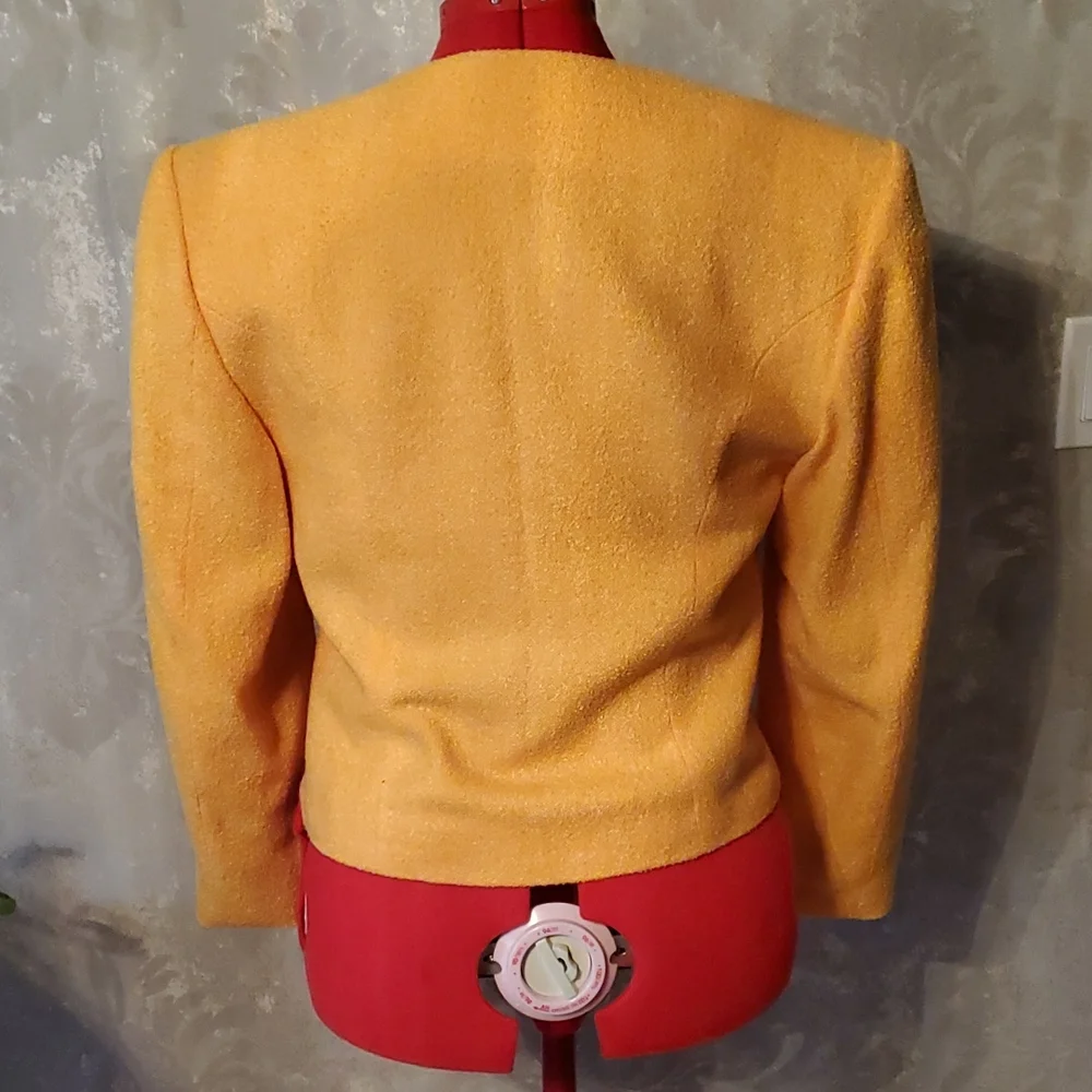 Vintage Sisley Relaxed Elegance yellow wool blazer made in Italy size M - Picture 2 of 13